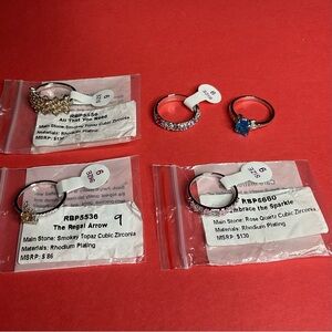 Bomb Party Rings - Lot of 5 - Rhodium Plating - Sizes 9 & 10